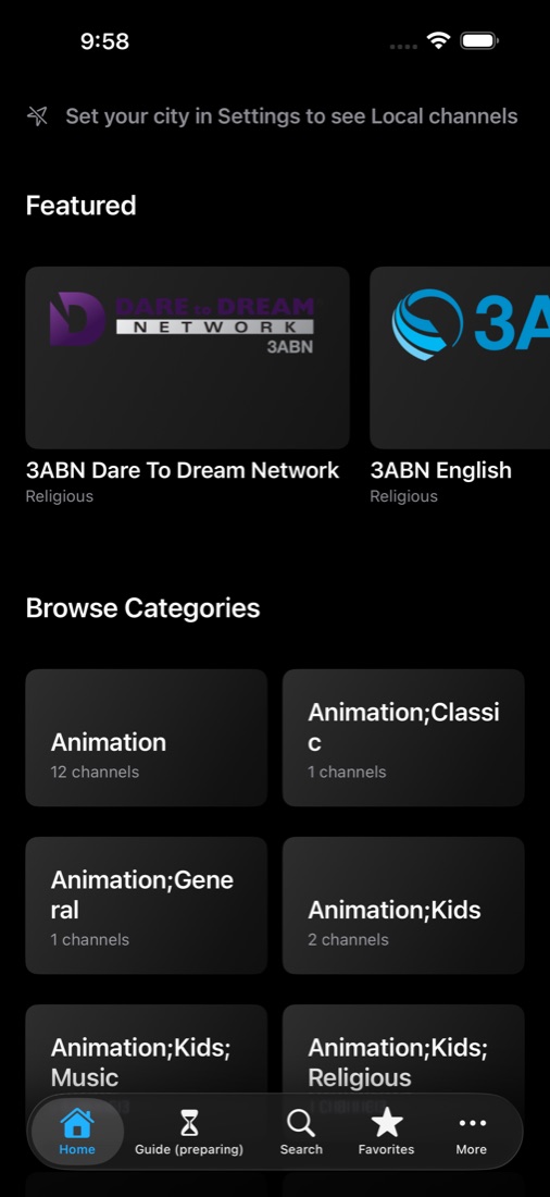 ClawTV home screen on iPhone