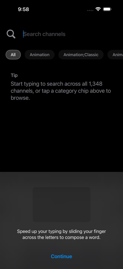 ClawTV search on iPhone